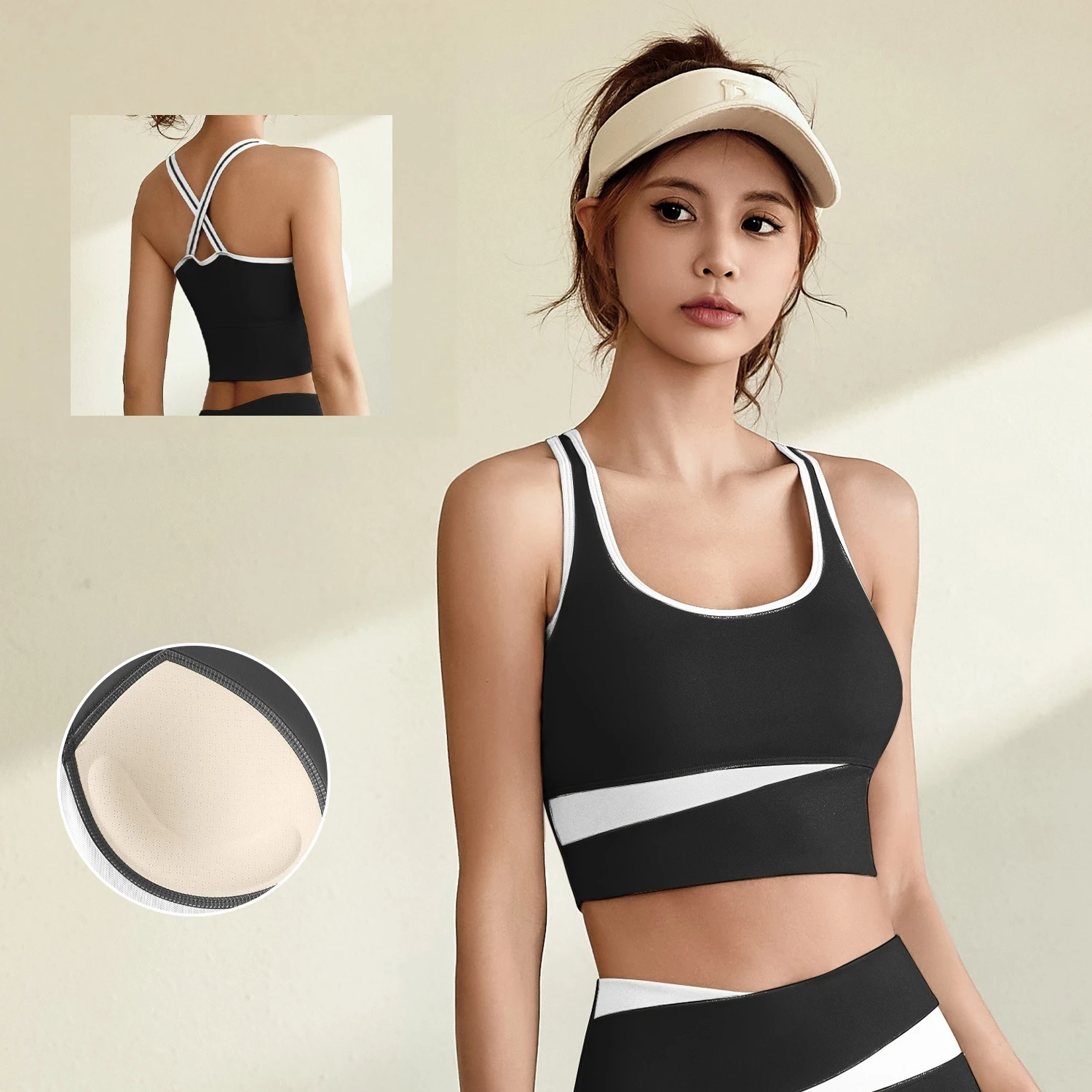 Manufactory Wholesale Vest Run Women Strapless Top Sportswear Breast Pad Linear Shockproof High Elastic Fitness Yoga Sport Bra