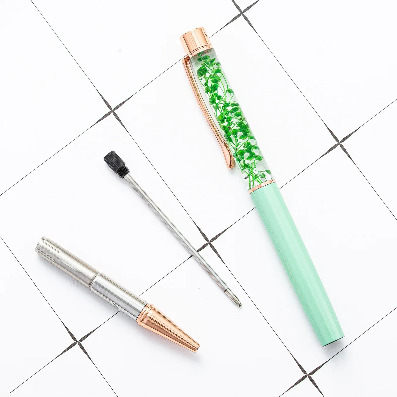 P5027 Custom Ballpoint Pen 1.0mm DIY Dry Flower Wholesome Aluminum Promotion Advertising Office Gift Ballpoint Pen Custom