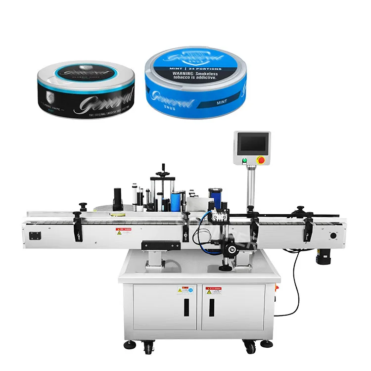 Easy Operate Auto Snus Jar Bottle Wrap Around Sticker Labeling Machine