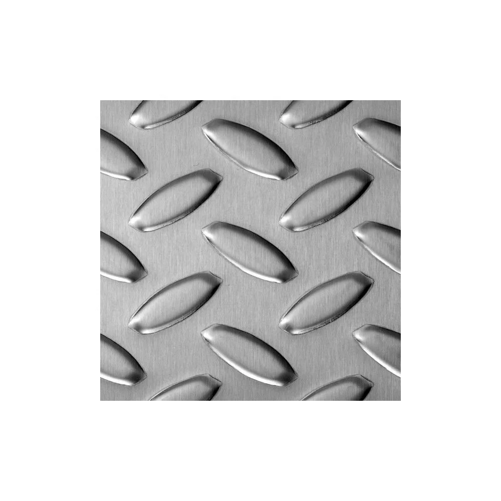 Neoksidebla Ŝtalo Ŝablona Plato 301 304 316 Antiglita Diamanto/Tread Checkered/Reliefed Checkered Stainless Steel Sheet