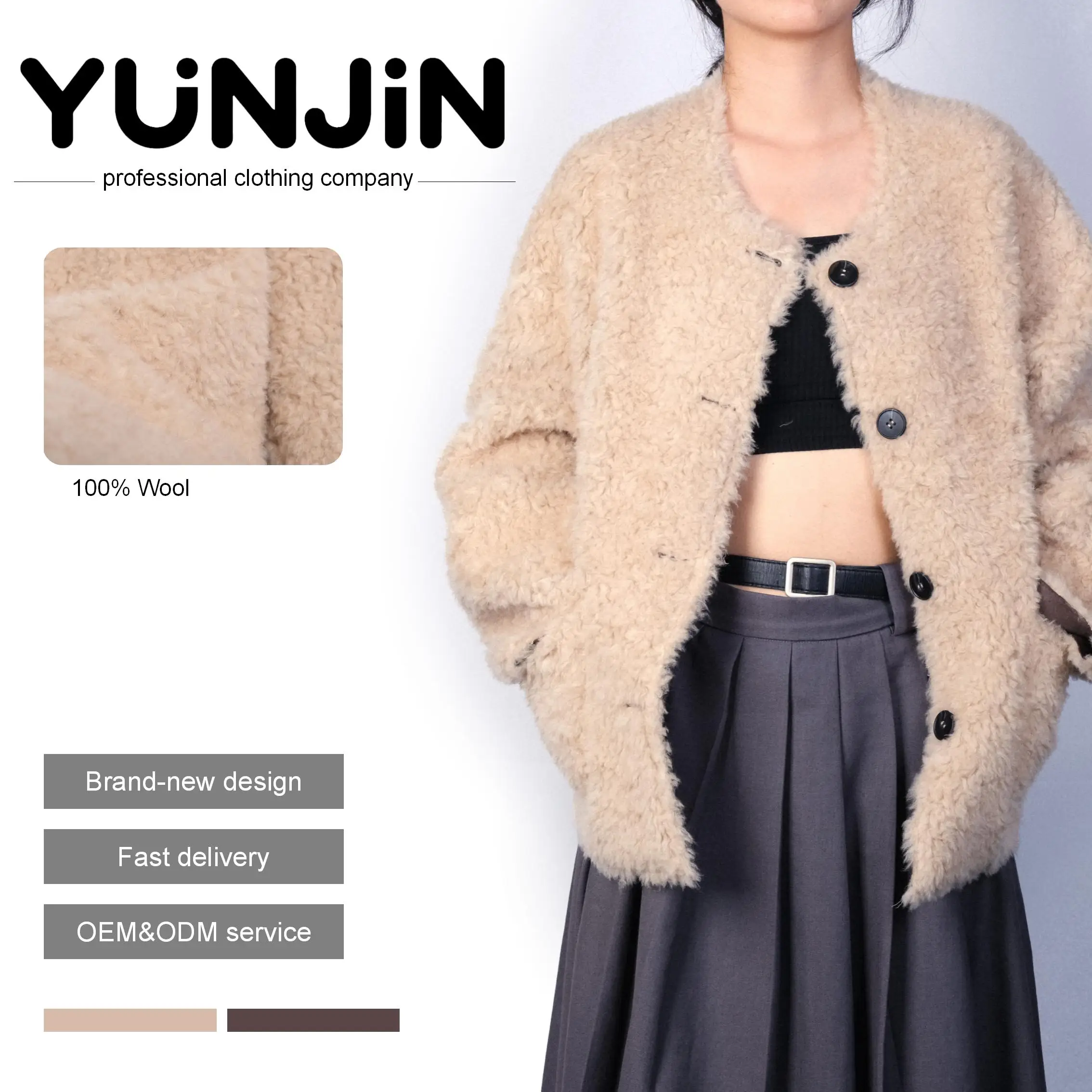 YUNJIN New Pellet Sheep Shearling Fur Women's Jacket