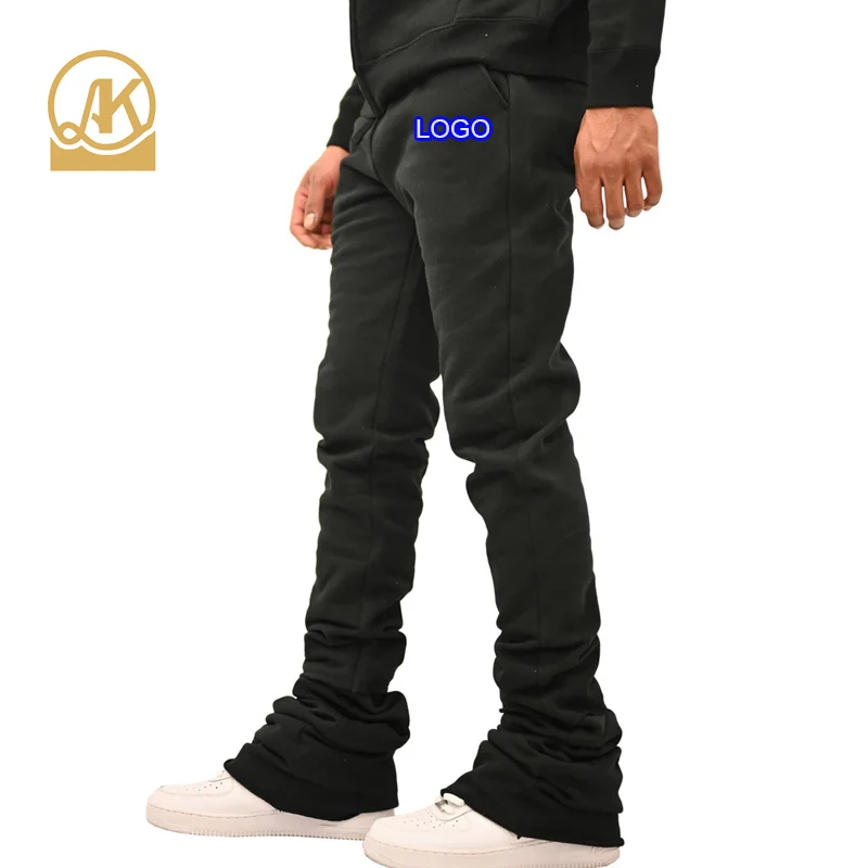 Manufacturer's Black Cotton Blend Stacked Pants Sweatpants with