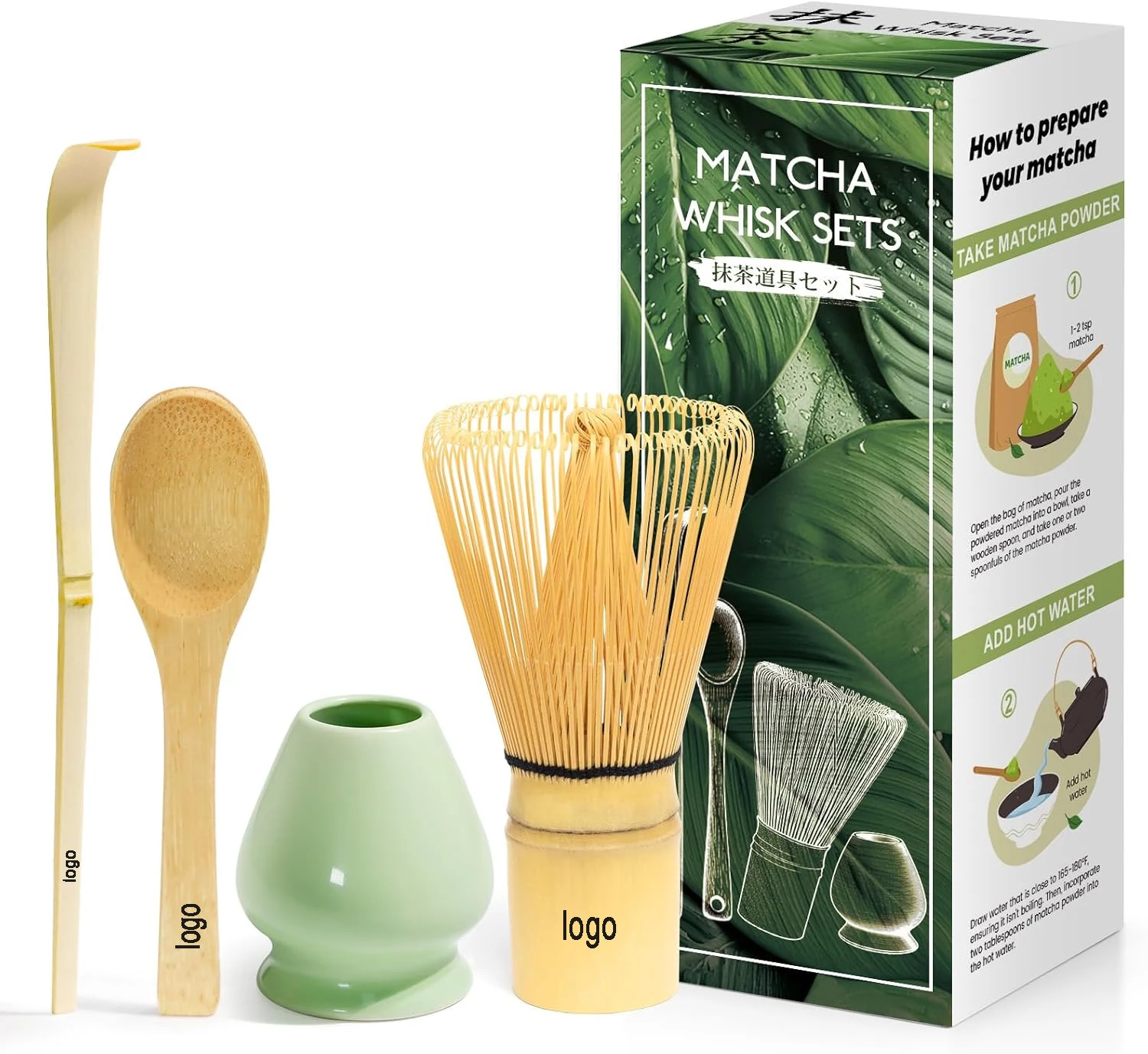 Ensemble de 3 pièces à Matcha Japonais,Kit de cérémonie Fait Main Fouet