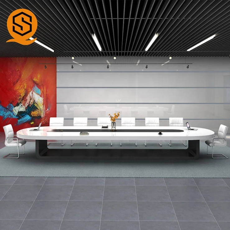 Conference Room Table Acrylic Solid Surface Modern Design Office Furniture Commercial Hotel Use 10-Year Warranty