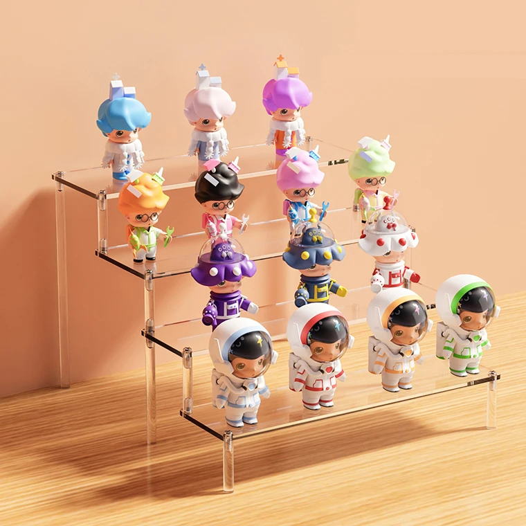 High Quality Clear Acrylic Display Riser Stand 4 Steps Display Stand Acrylic Organizer Shelf for Figures Cupcakes
