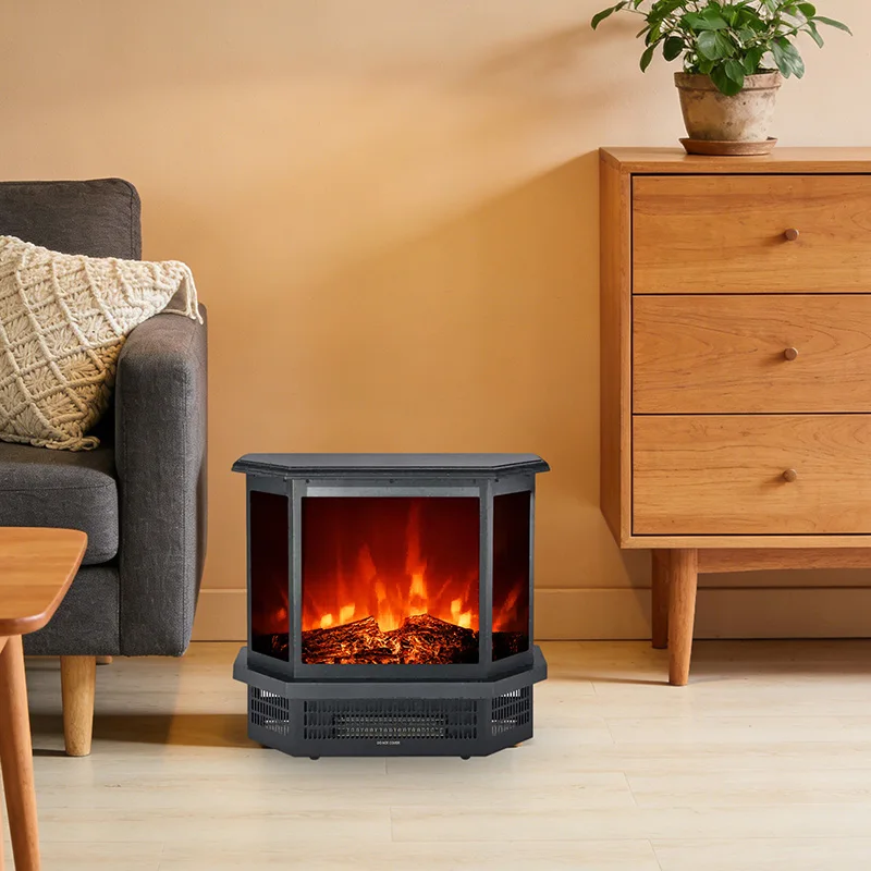 Freestanding Portable 3D Flame Electric Heater Fireplace - Modern