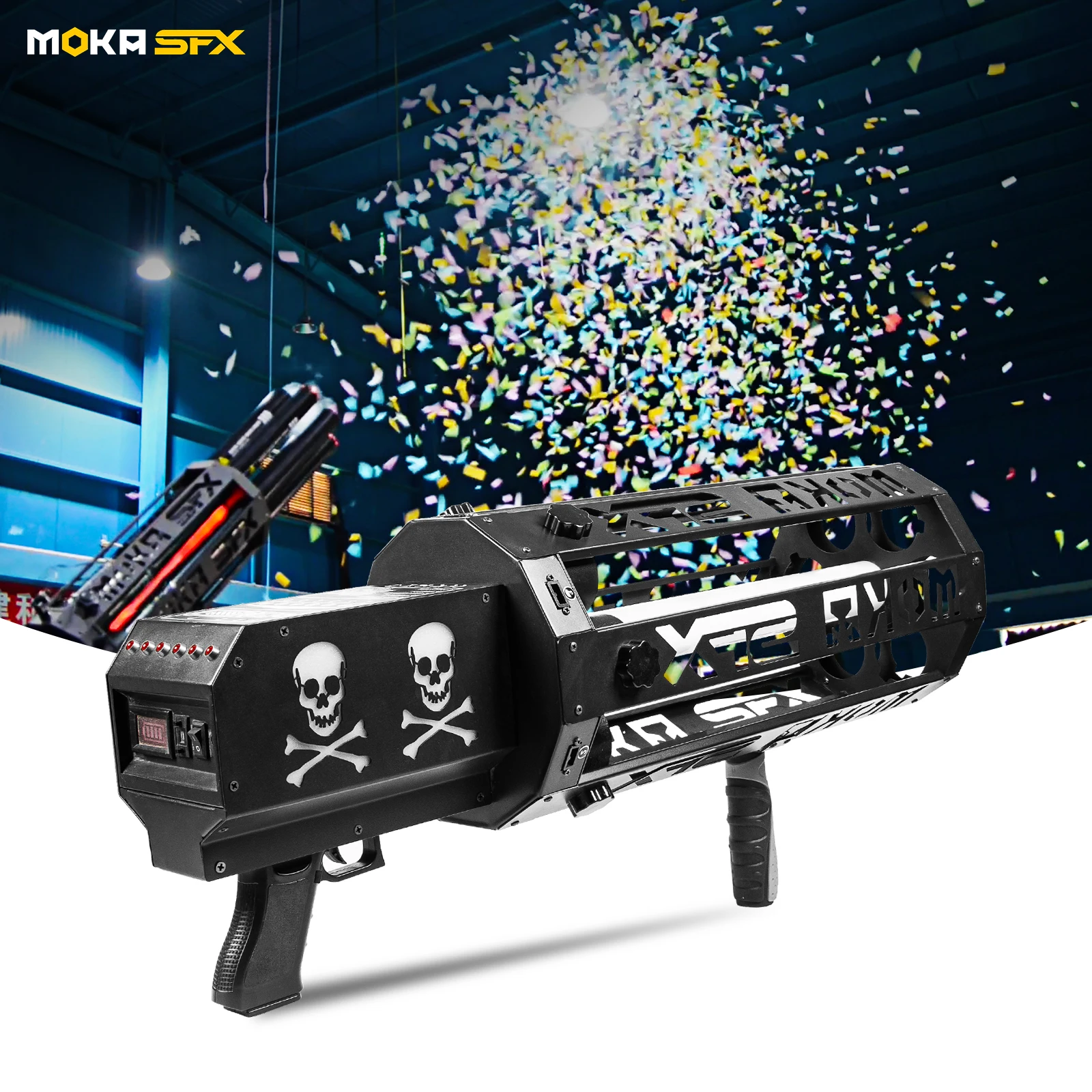 MOKA SFX MK-CN15 Battery LED Head Electric Confetti Cannon Launcher Gun  Shooter Machine for DJ Club