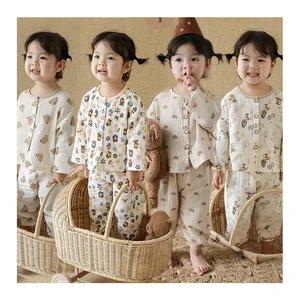 Custom Summer Cotton Pajamas for Kids Child Wholesale Baby Girls Loungewear Night Wear Toddler Girls Sleepwear Pajamas Set