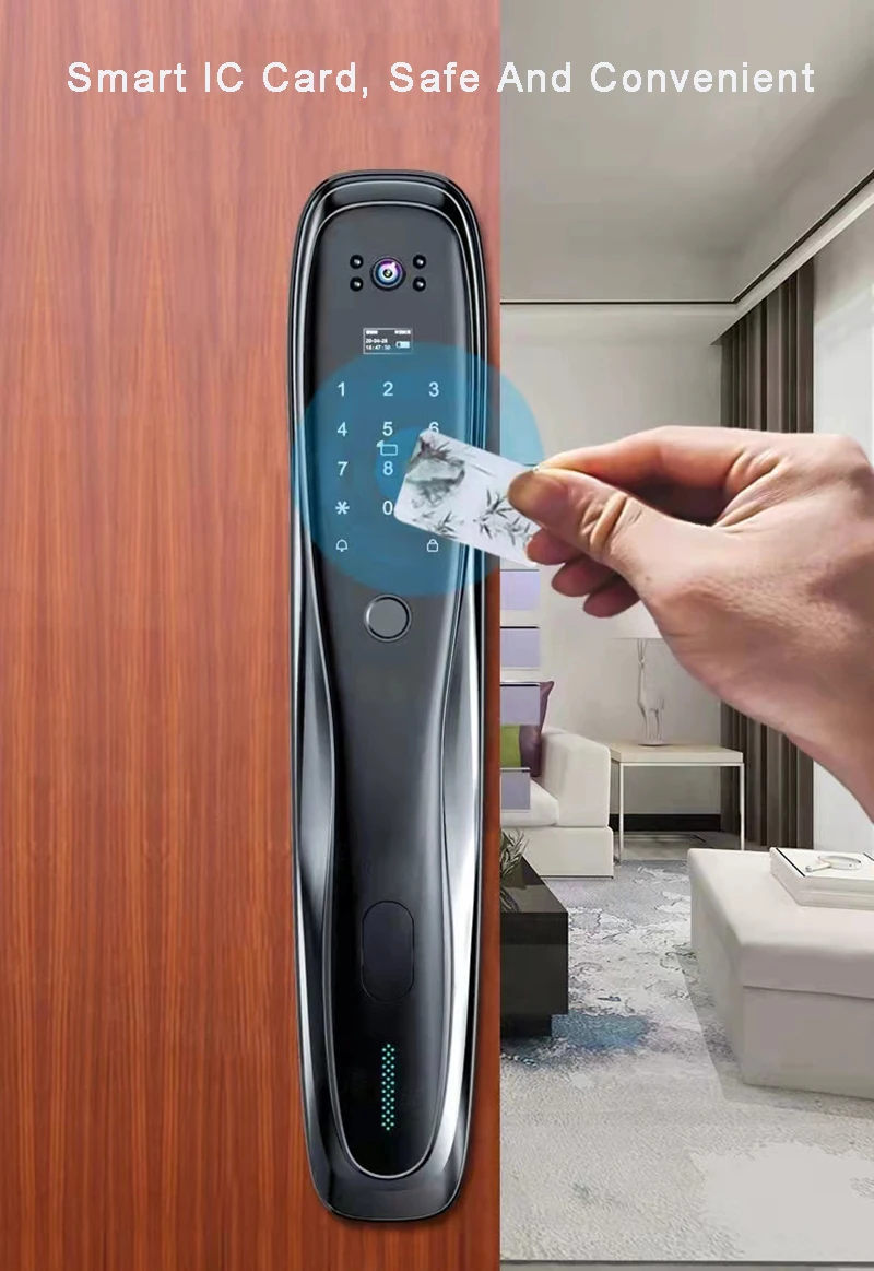 Fully Automatic Camera Door Lock USmart Go App Wifi Biometric Fingerprint Password Key IC Card Smart Door Lock