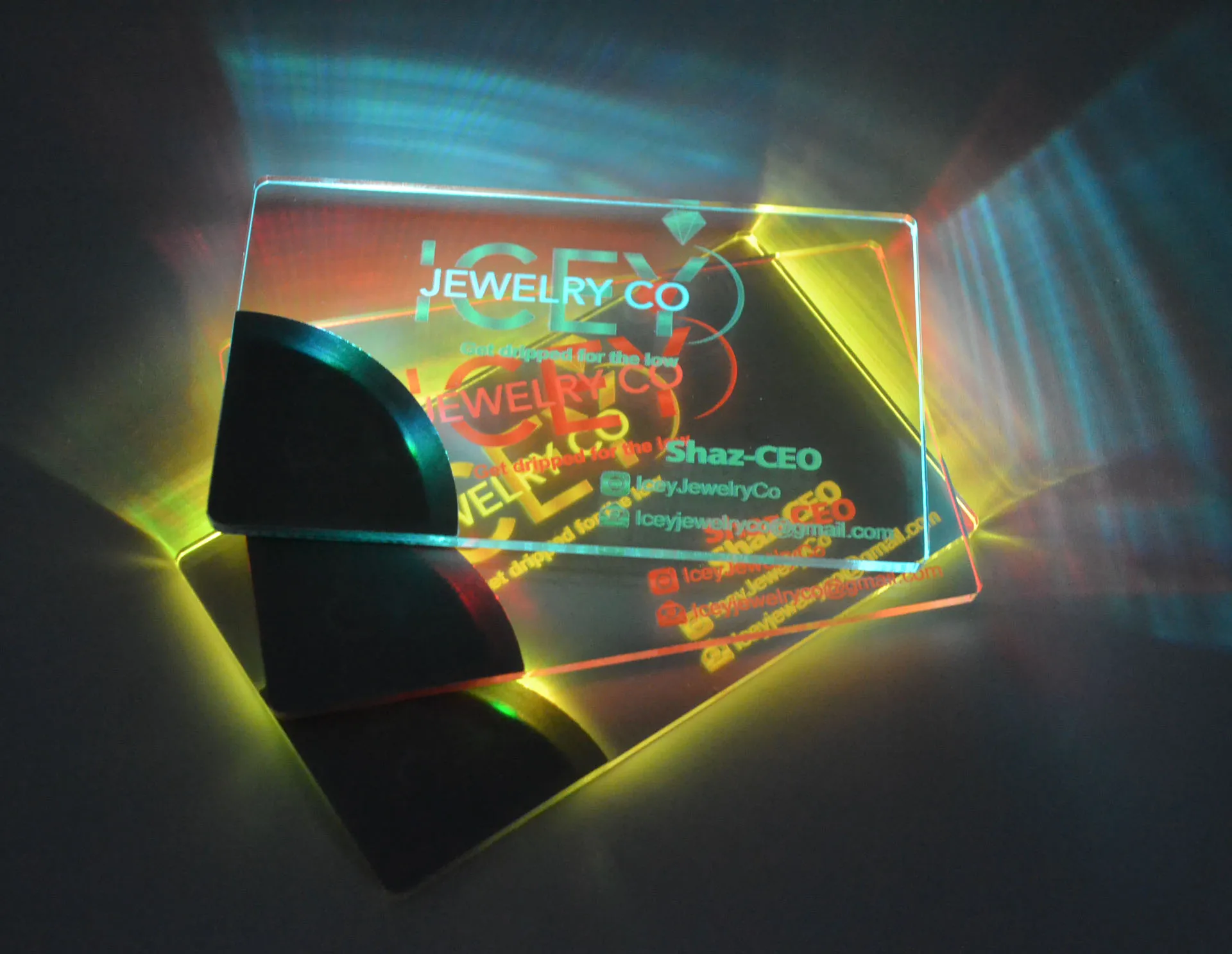 Custom Logo Led Flashing Acrylic Liquid Business Card Light Invitation