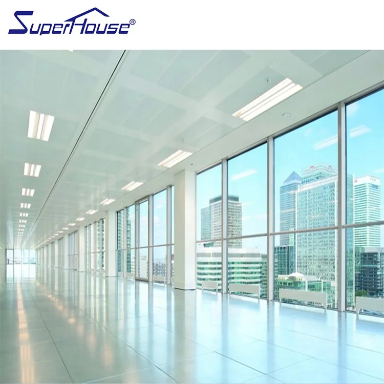 USA Shopfront Storefront Customized Commercial Aluminium Fix Picture Window with Tinted Mirror Glass for Shopfront