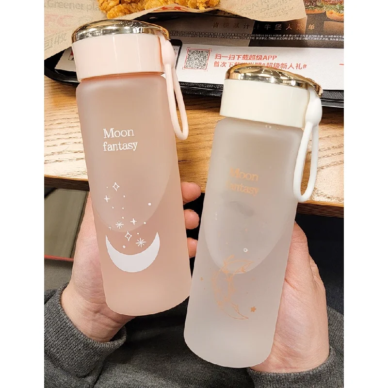 Newest Cute Creative Frost Plastic Tumbler Cup Portable Rope Moon Water  Bottle Summer Ins Student Handy Cup - Buy Frost Plastic Tumbler Cup,Plastic