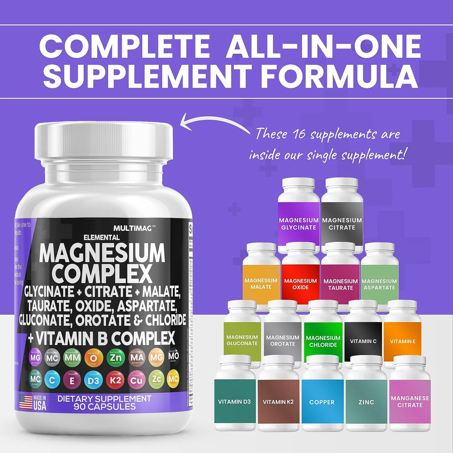 Adult Multivitamin Magnesium Complex Supplements Glycinate Citrate