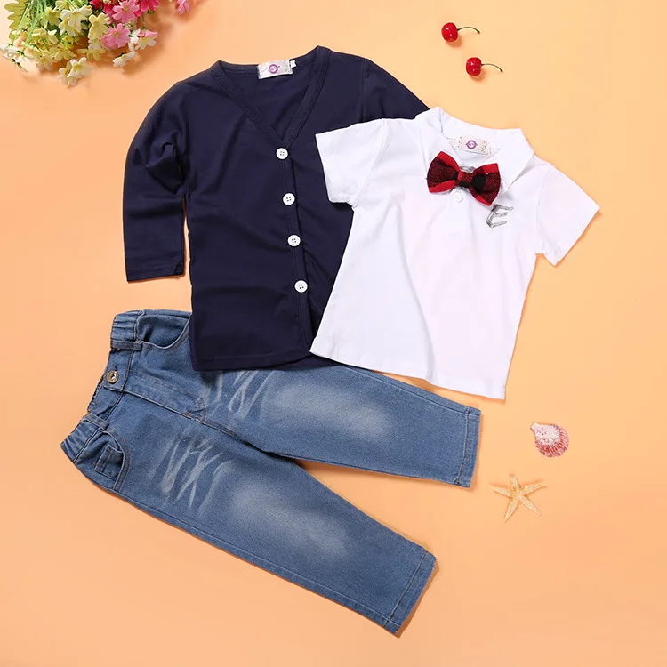 Import Export China New Design Kids Clothing Sets Cardgain Coat Polo Shirt Wear and Pant 3pcs Outfits Boy Sets Clothes for Kids