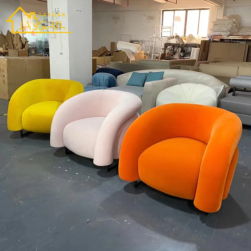 Hotel Luxury Designer Navy Blue Small Occasional Chairs Single Seat