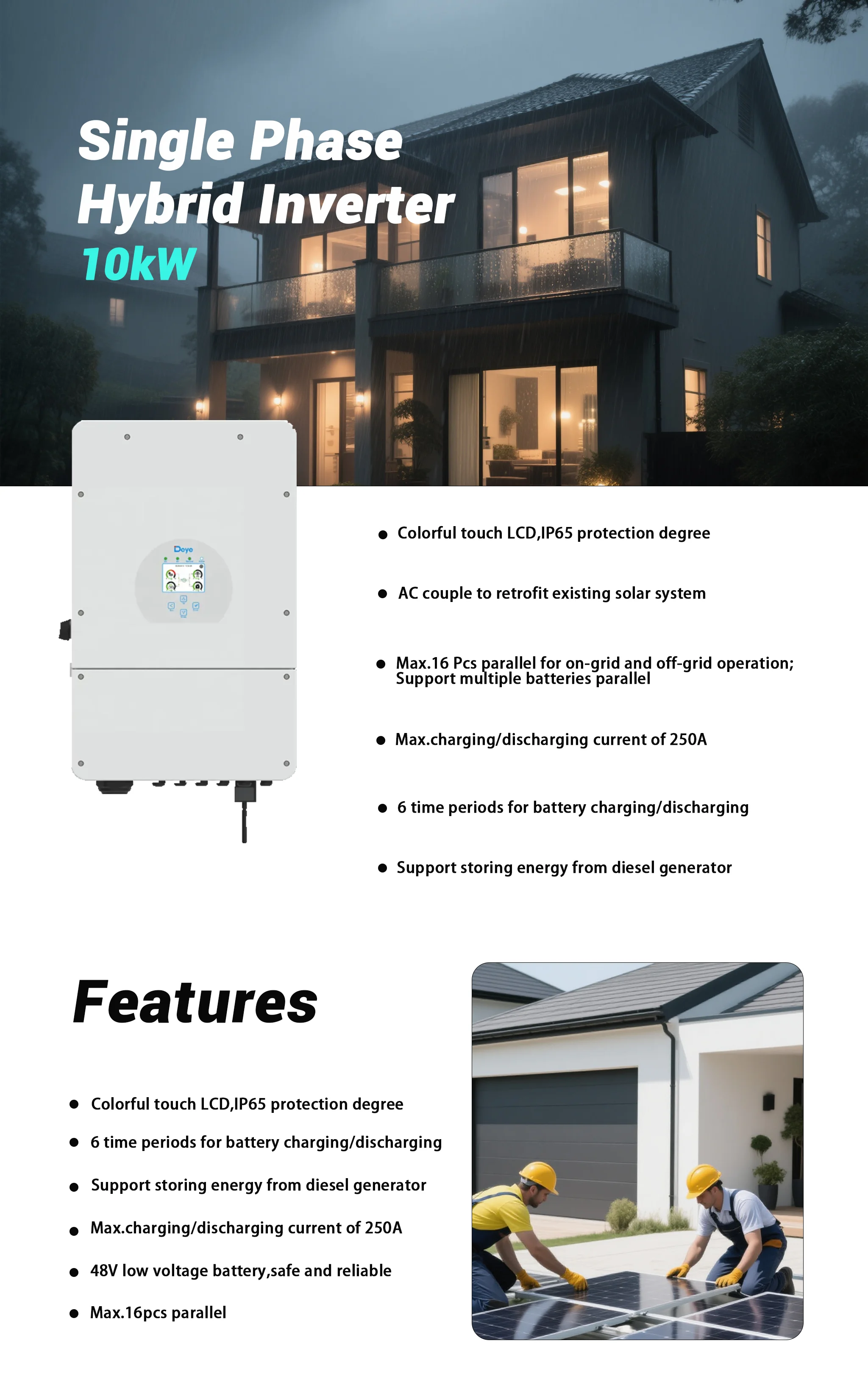 product 10kw for deye inverter solar hybrid inverter sun 10k sg02lp1 eu am3 single output home use inverter in stock-1