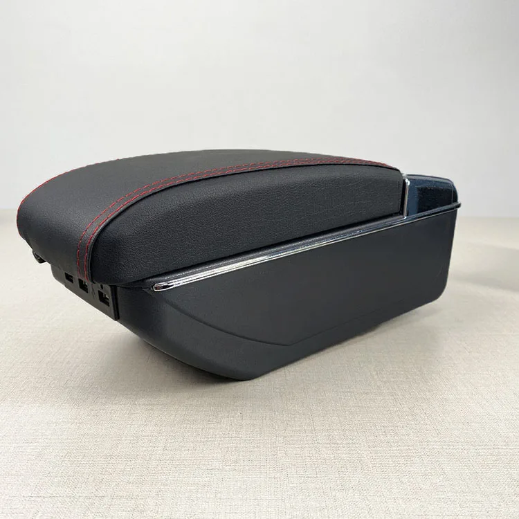 product universal leather car armrest central store content storage box with usb charger center console armrests box-4