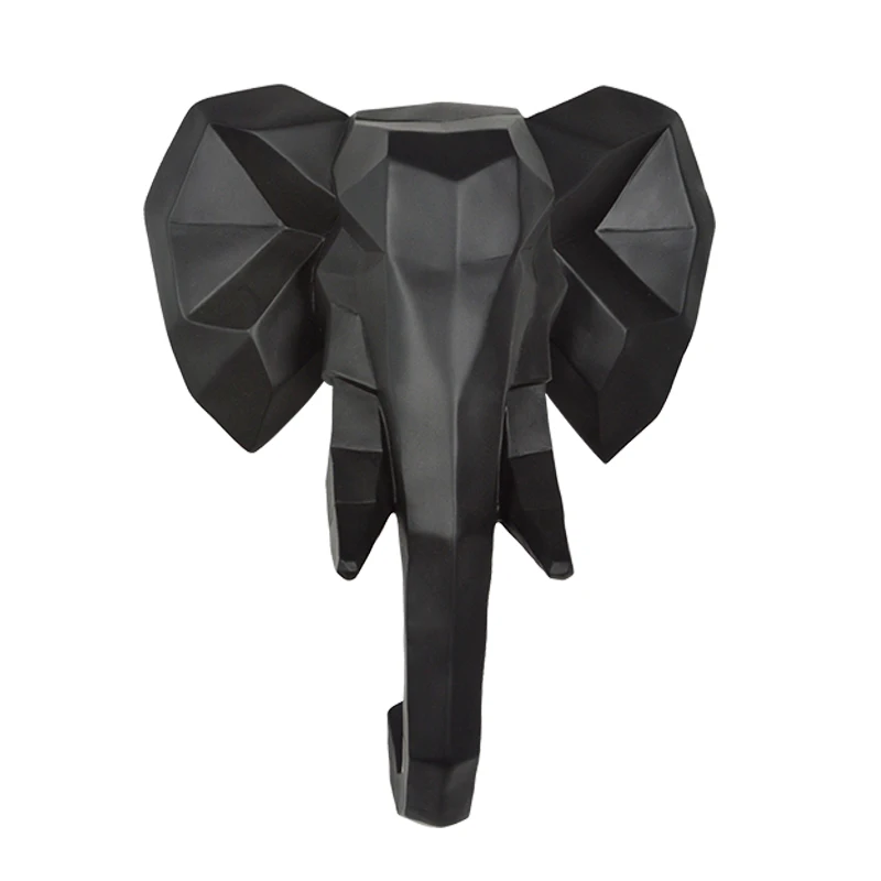 Black 3D Wall Elephant Head Animal Figure Home Decoration Sculpture Statue Art 