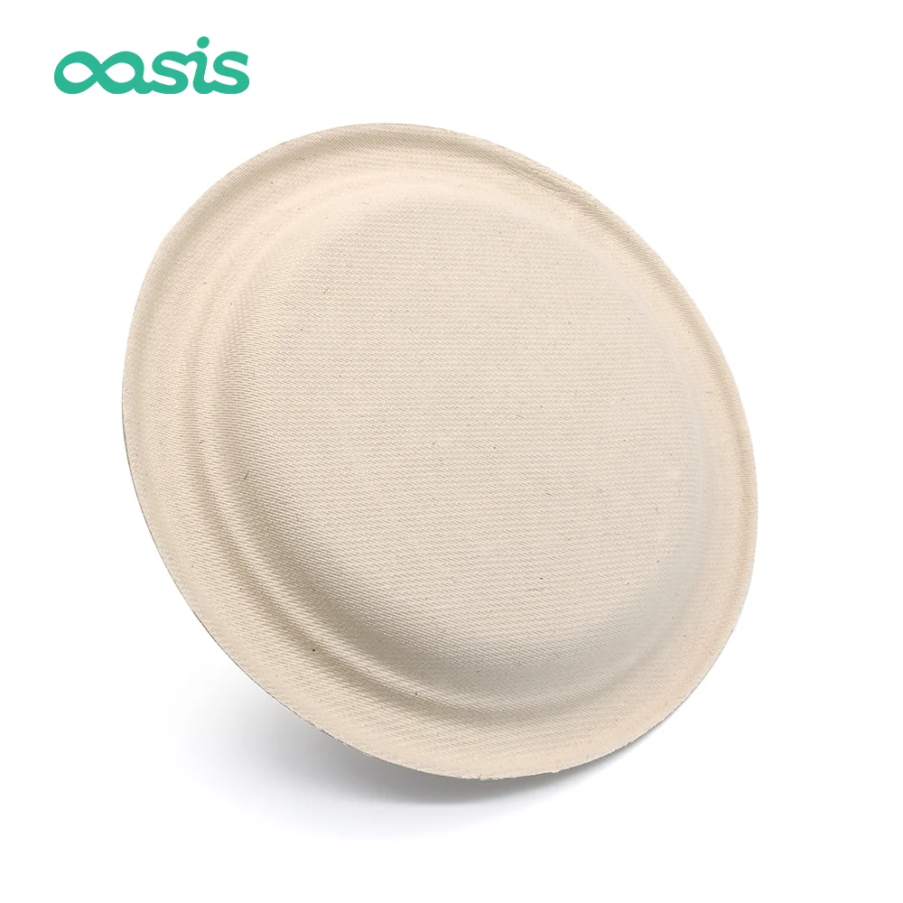 Oasis Eco-Friendly Disposable Dinner Plate One-Time Use Bagasse Food Container Waterproof for Camping