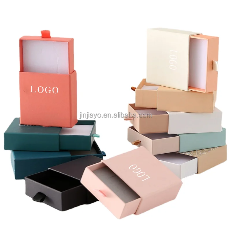 Wholesale Custom Luxury Rigid Paper Box Cardboard Drawer Box with Foam Insert Jewelry Gift Packaging Box for Earring Necklaces factory