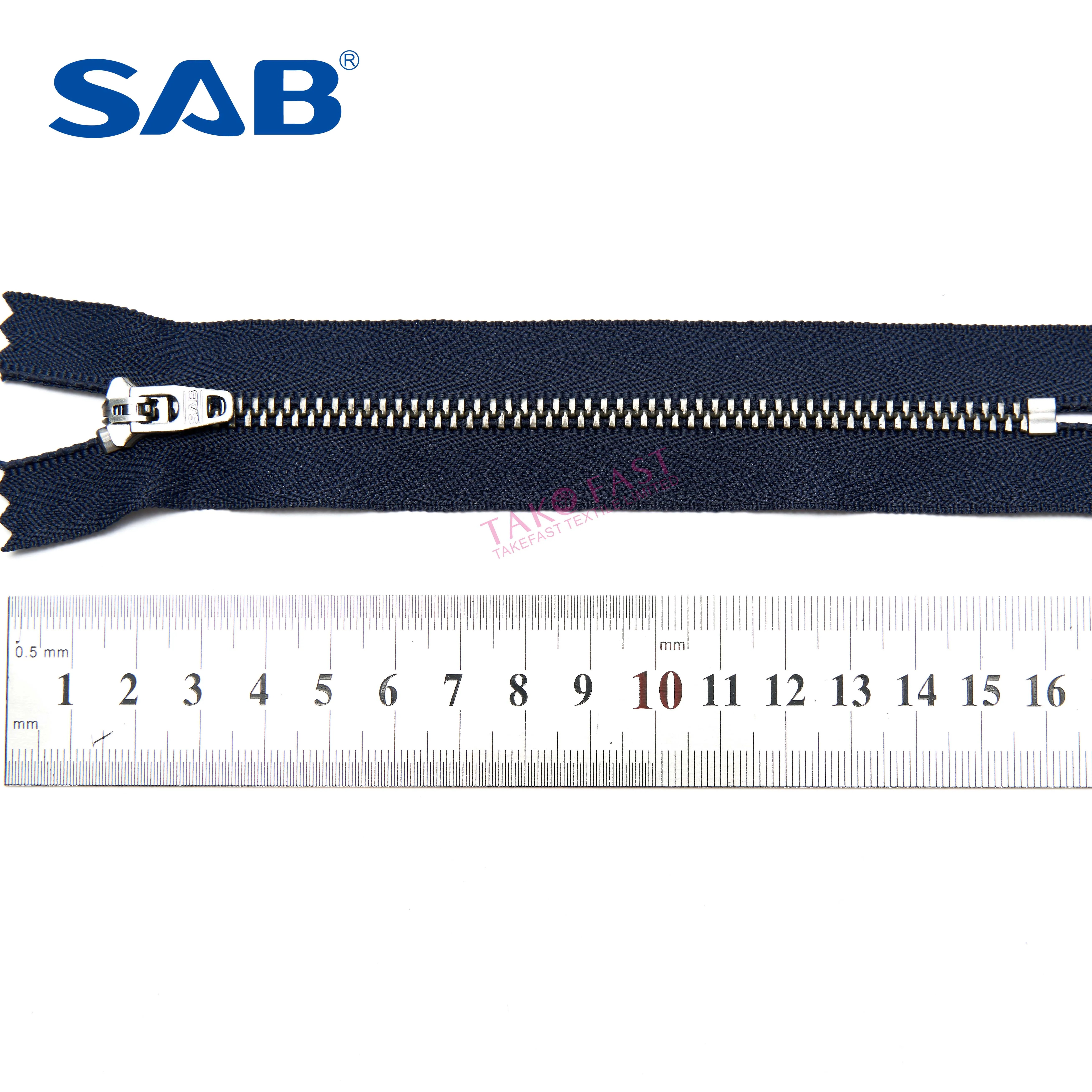 SAB Hot Sale 3#4# Black/White Custom Color Metal Zipper for Jeans