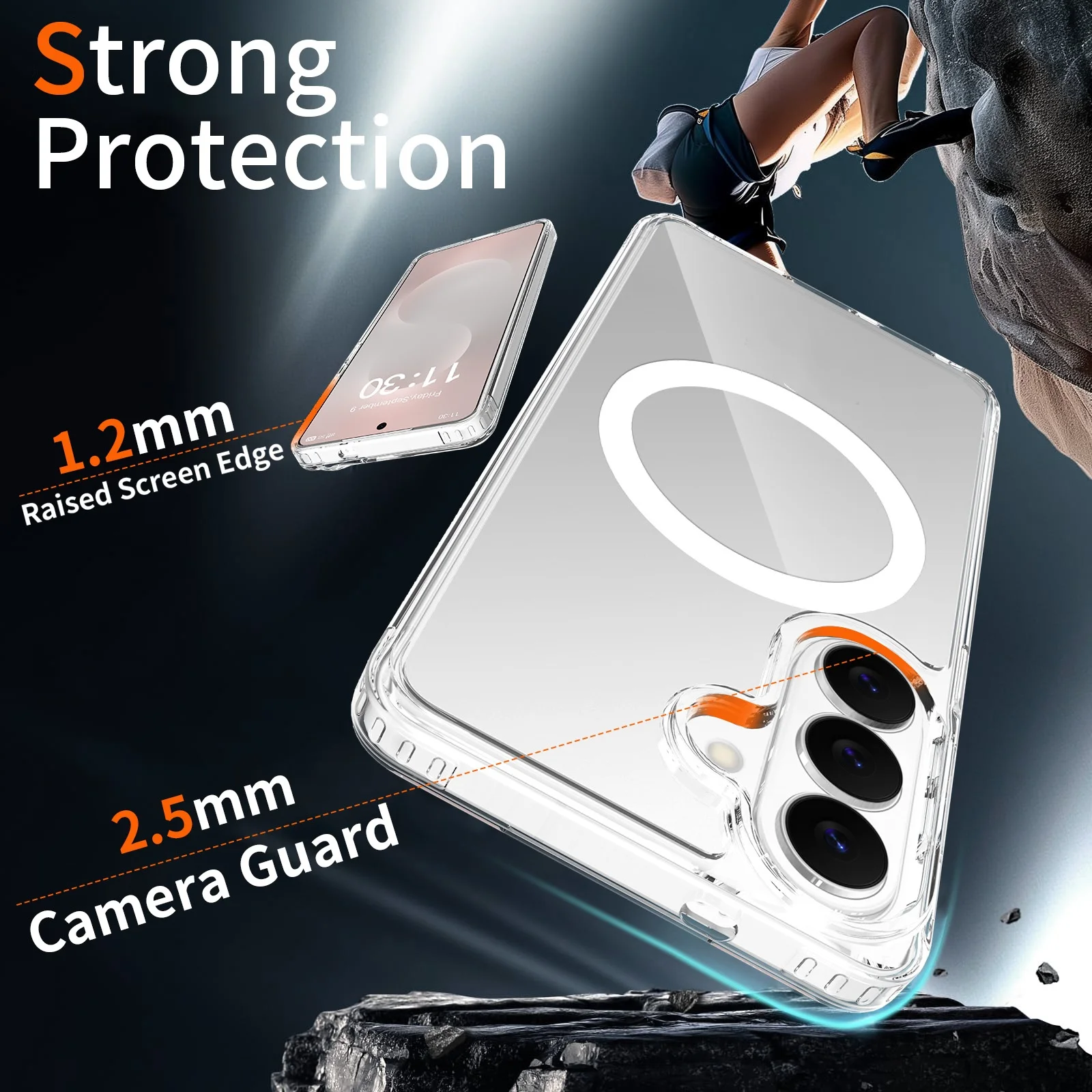 product laudtec customize anti fall hard magnetic waterproof tpupc phone cover for for s26 edge protective phone case clear shockproof-4