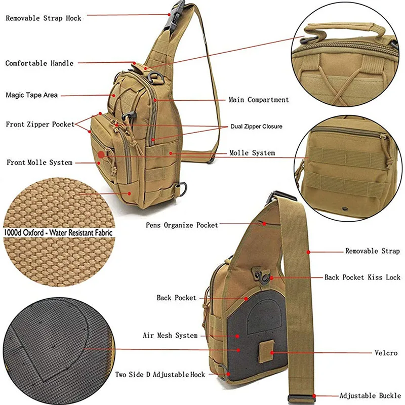 Multifunctional Tactical Sling Pouch Assault Shoulder Bag Outdoor Traveling Chest Pack Tactical Sling Pouches Bags