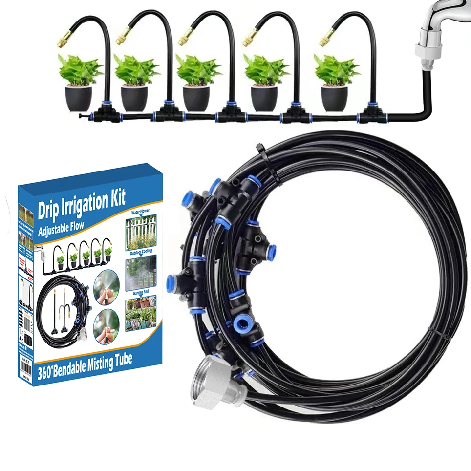 360° Curved Garden Irrigation System - 65.5ft Automatic Drip Watering Kit With Adjustable Nozzles