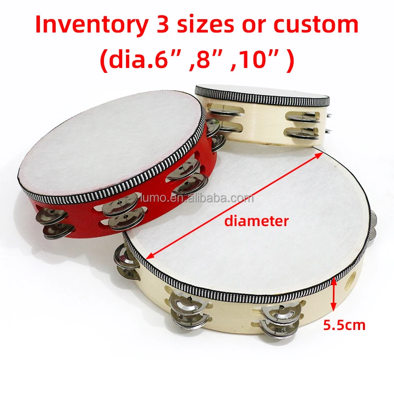 Customizable Kids Hand Drums Assorted Size Dance Tambourines Percussion ...