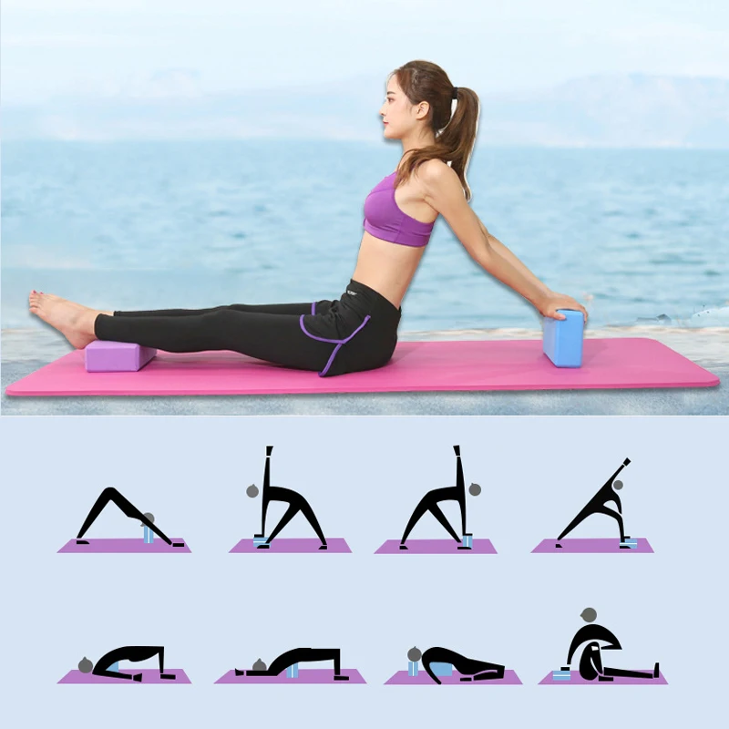 Кирпич для йоги фитнеса натуральный вспененный этиленвинилацетат Пилатес спорт похудение баланс тренировочный тренажерный зал с линией положения не скользит экологически чистый