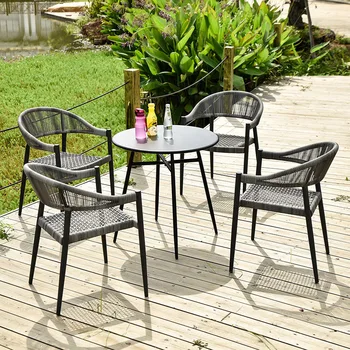 HomeCome Good Quality Aluminum Rope Modern Fancy Stackable Outdoor Garden Patio Chair