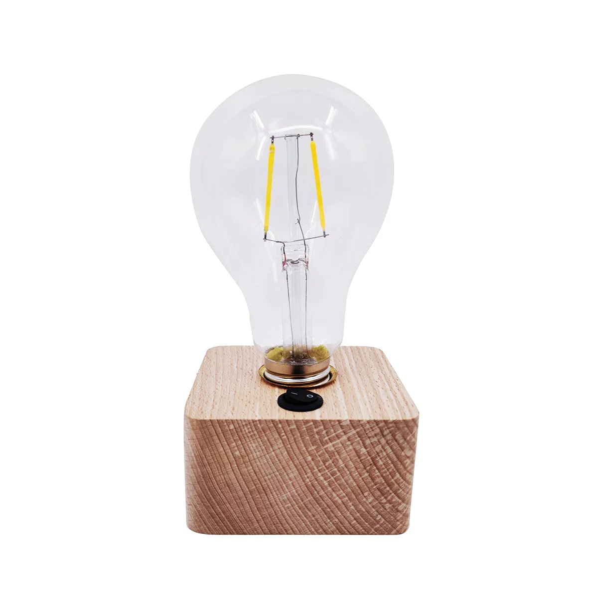 High quality wooden base glass bulb shape night light for table lamp