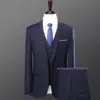 Trajes de fiesta de dos piezas con un solo botón para hombre en azul marino