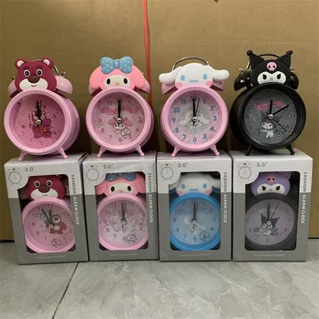 Sanrion Characters Hello Cat Kitty Kuromy Melodi Cinna  Clock  Cute Anime Carton  Stationary Alarm