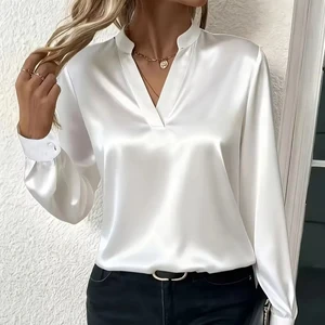 Clothing Manufacturer Wholesale Women's Clothing Spring and Summer Simple Style Versatile V-neck Loose Shirt Women's Clothing