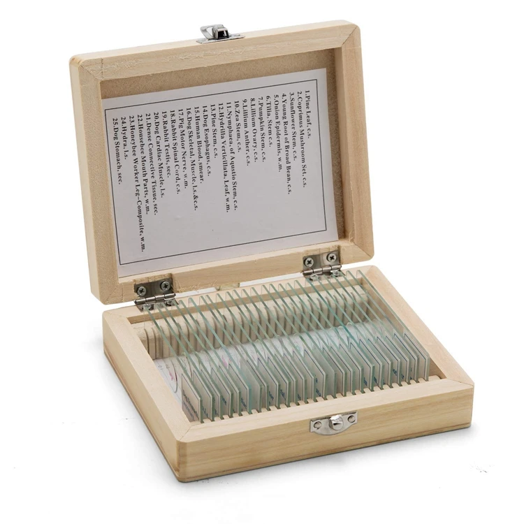 
 Микс 25 шт., набор медицинских стекол для биологического микроскопа на растениях, животных, микробиолога для исследований  