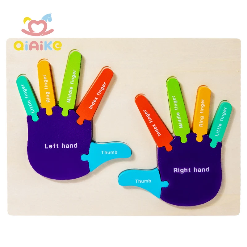 Montessori Pädagogisches Spielzeug Lehrmittel für Kindergarten Kognitive Holz Hand Fuß Handfläche Lernen Körperstruktur Puzzle Brett