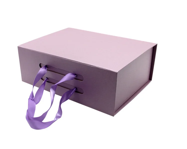 Custom Colorful Fold Rigid Box Magnetic Box with Ribbon for Shoes Clothes Eco Friendly details