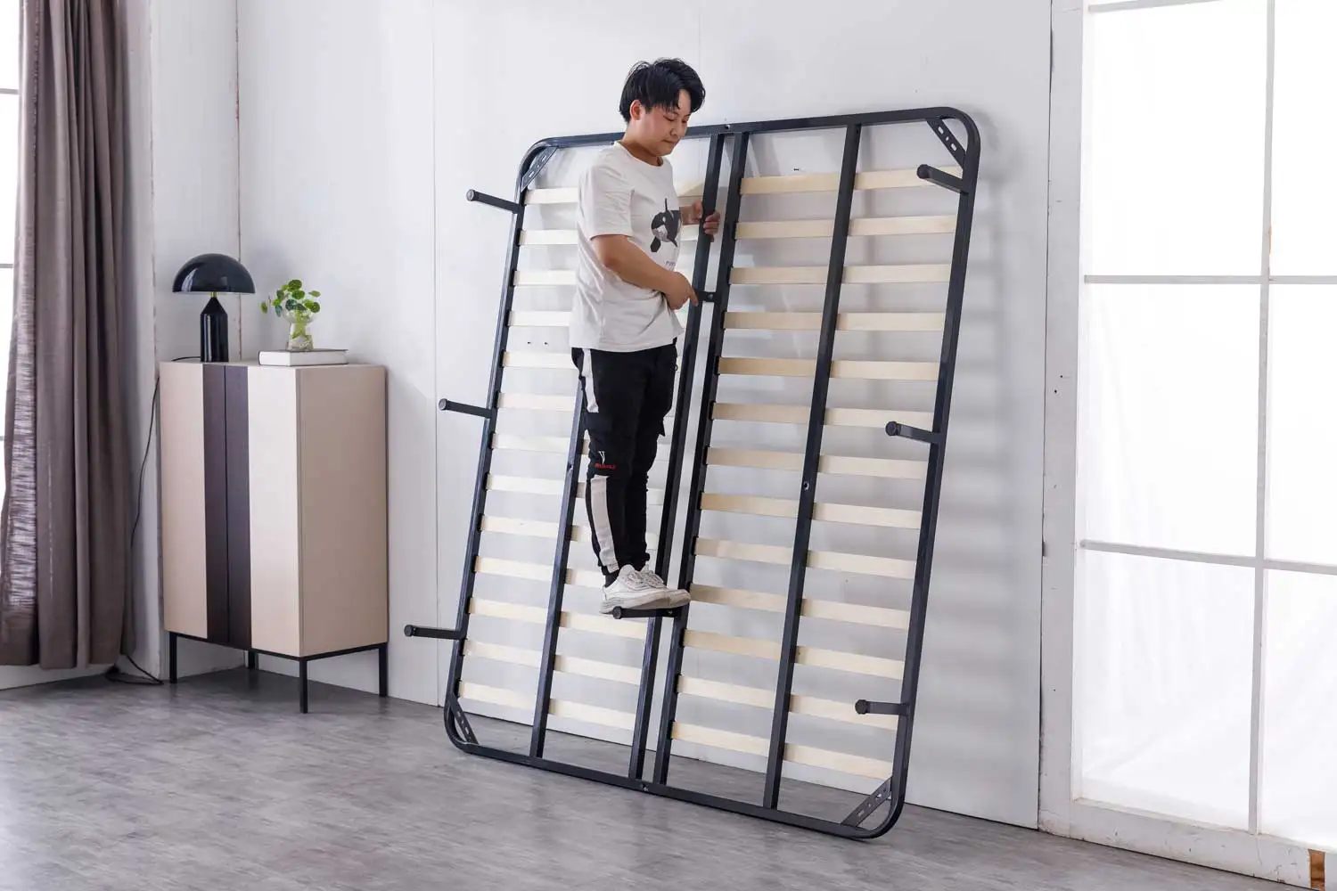 Customize Size Iron Parts Base Modern Slatted Metal king Bed Frame Bedstock
