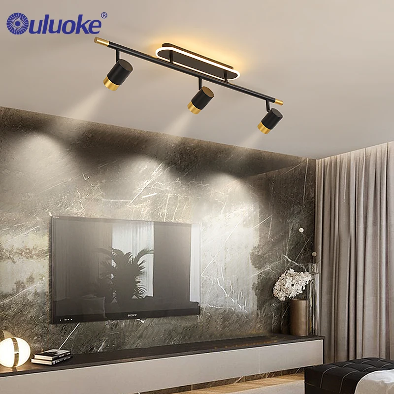 Foco De Techo BRILONER 2 Luces Ajustable | Negro Y Madera Moderna | Ideal Para Salón O Dormitorio (LED, IP20)