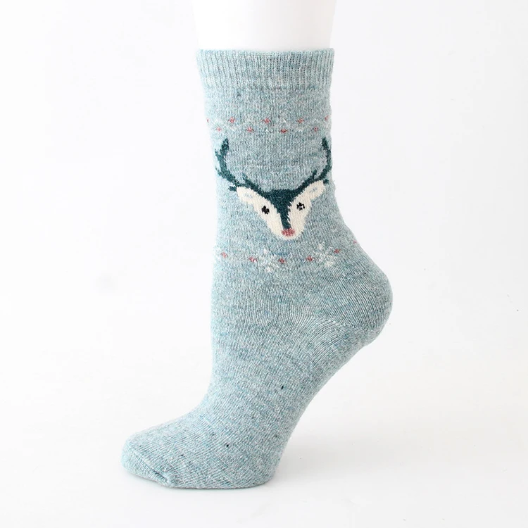 Лидер продаж, творческие шерстяные носки, Универсальные женские рождественские носки с изображением животных, лося