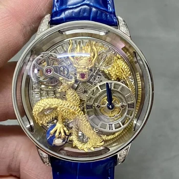 Jacob China Dragon Machinery Movement Watch Hollow Automatic Mechanical Wristwatch for Men Luxury Dragon Design Timepiece