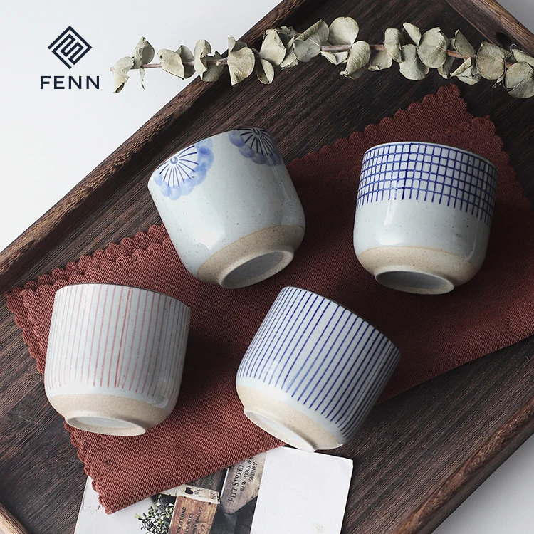 FENN New Fashion Japanese Style Round Shape 200ml Handmade Tea Cups Manufacturers Vintage Coffee Cup Ceramic Wholesale for Gift