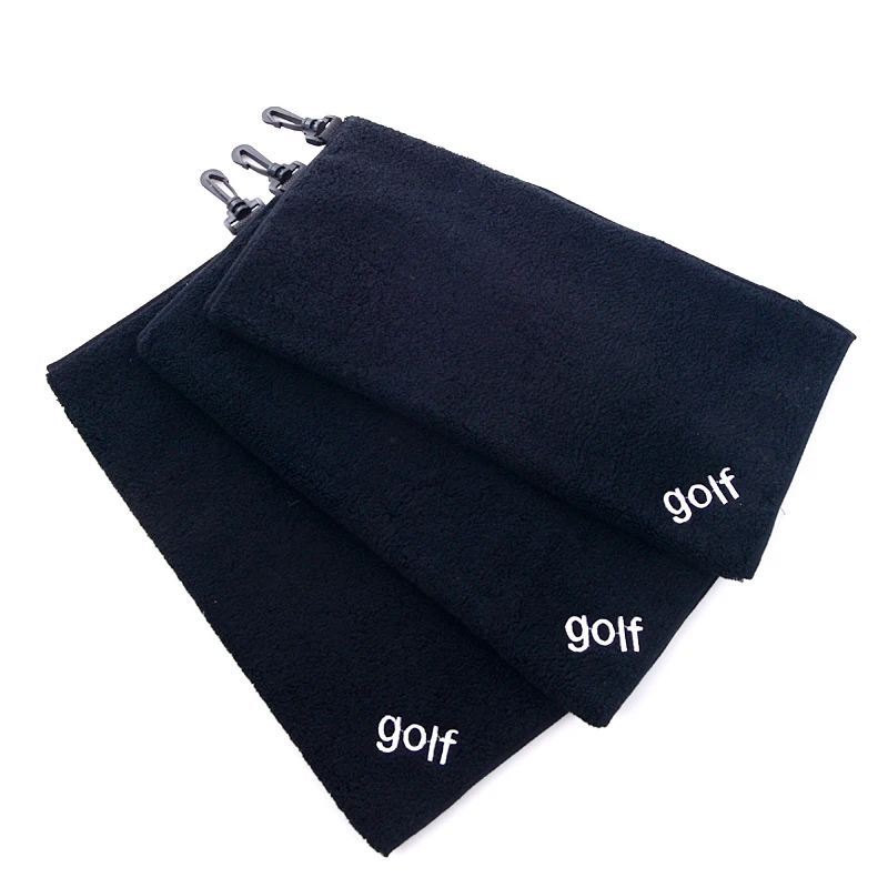 Hot sale custom Personalized logo embroidery Sport Golf towel Cotton with plastic hook