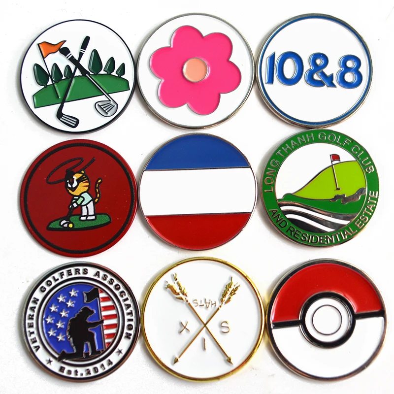 Cheap Custom Print Dome Marker Golf Epoxy Ball Marker With