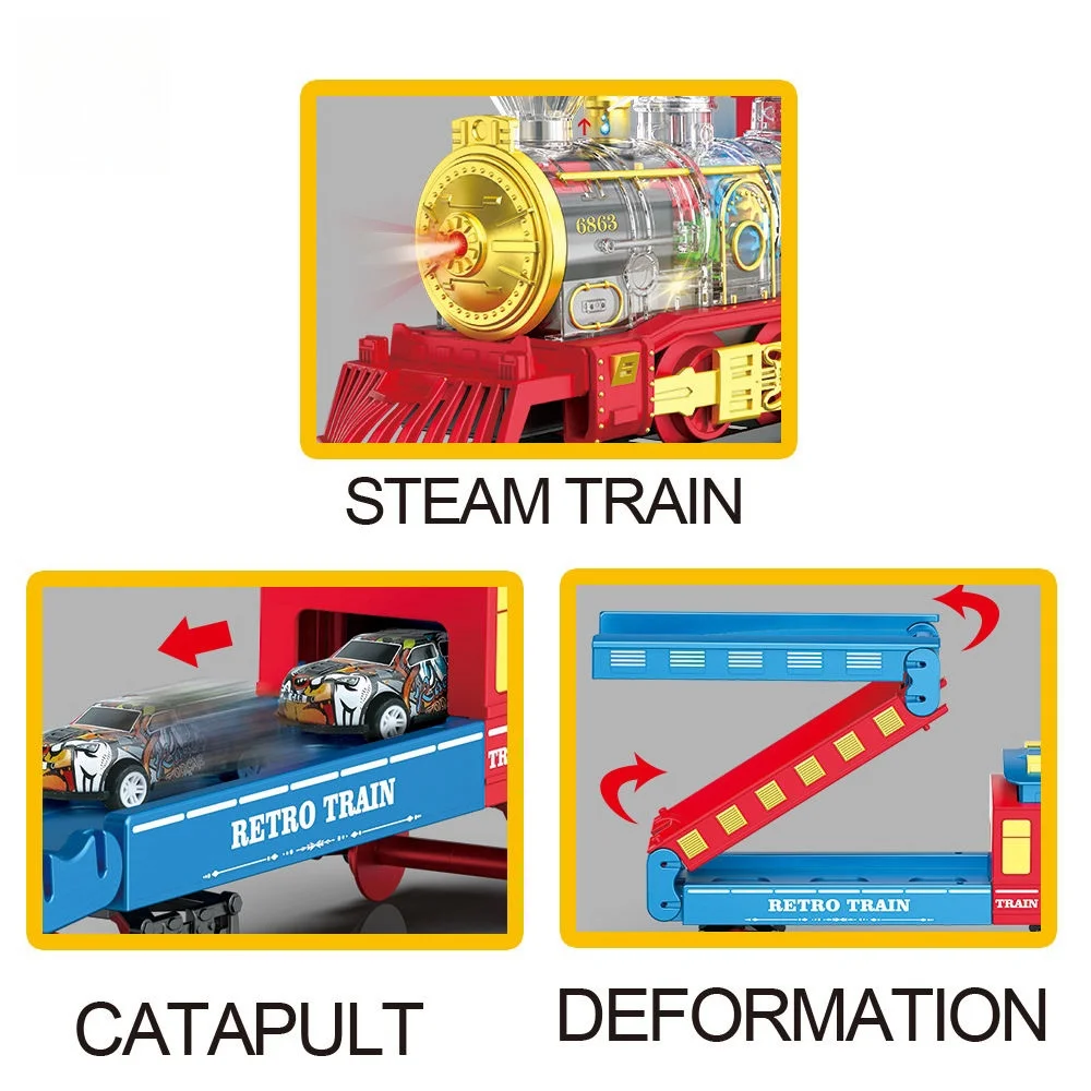 MJF Children Racing Cars Slot Rail Train Track Toys Steam