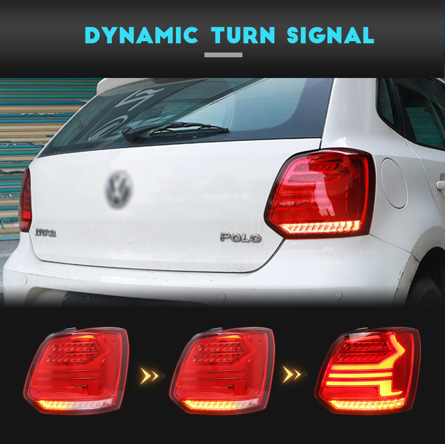 HCMOTIONZ Popular Dynamic Turn Signal Vento Ameo Polo MK5 Vivo Sedan LED Tail Lights 2010-2018 Car Back Rear Lamps for VW Polo