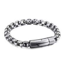 Custom Retro Style 6MM 21CM Titanium Steel Bracelet Black Silver Stainless Steel Jewelry Bracelet Chain For Men Women