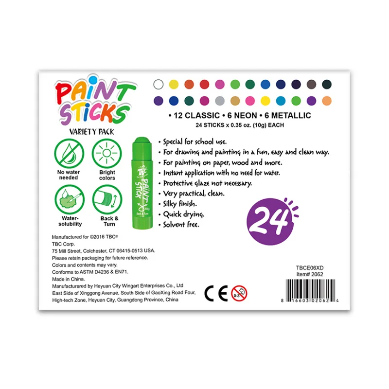  TBC The Best Crafts Paint Sticks,24 Classic Colors