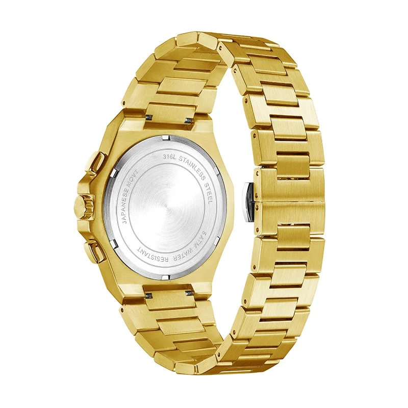 Мужские классические золотистые наручные часы Reloj Hombre De Oro Роскошные из твердого